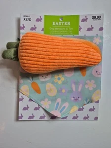 New Size XS / S Easter Dog Bandana and carrot Dog toy - Picture 1 of 6