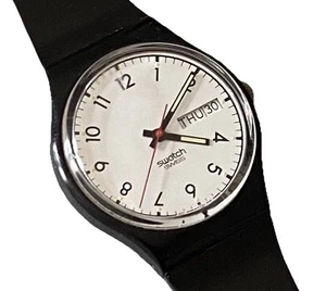 SWATCH WATCH GB709 Black Swatch Watch Classic Two From 1980s 1986 NEW BATTERY - Picture 1 of 10