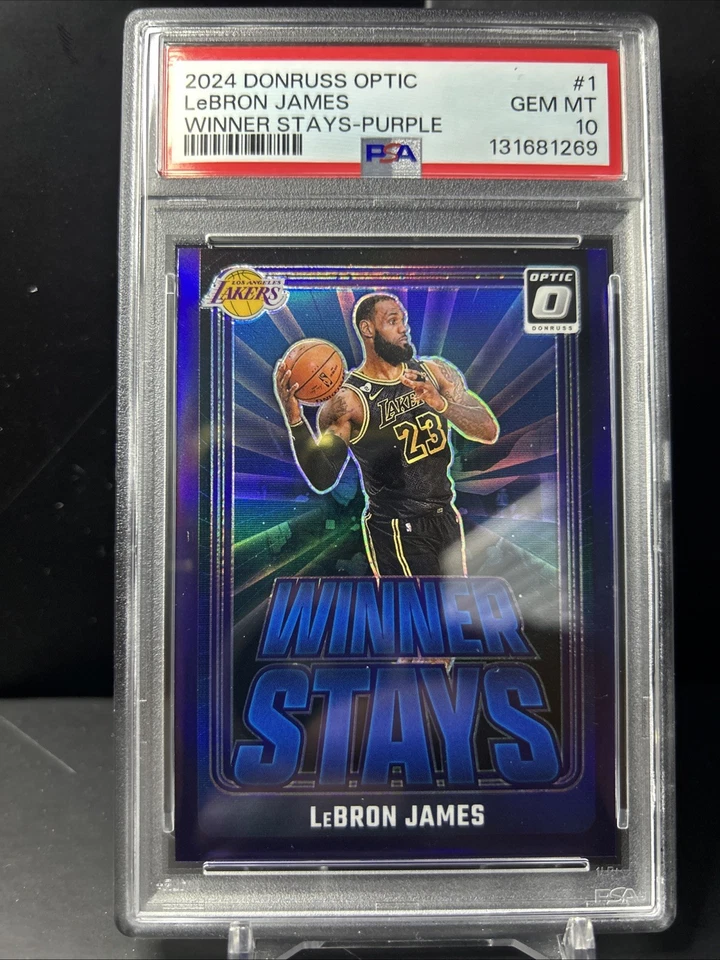 2024 PANINI DONRUSS OPTIC WINNER STAYS PURPLE #1 LEBRON JAMES PSA 10 GEM MINT - Image 1 of 3