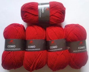 36,-€/kg - Paket Wolle, Mützen-Schalwolle,5x100g, Wollpaket, rot, Schnellstrick - Bild 1 von 1