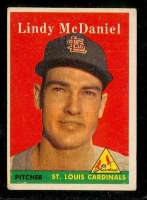 Vintage 1958 Topps Baseball Trading Card #180 Lindy McDaniel Cardinals YL - Image 1 of 2