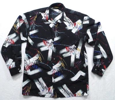 Vintage Monzini Collection Shirt Mens Medium Abstract Art Button Up USA 80s - Image 1 of 4