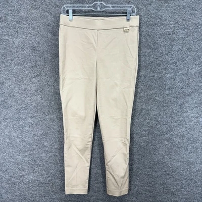 Calvin Klein 裤子女式 S 小号米色中腰平前拉紧身棉质 — 第 1/4 张图片