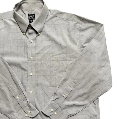 Jos. A. Bank XL Gray Plaid Traveler's Collection Button Down Shirt - Image 1 of 4