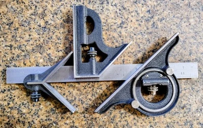 🗽VINTAGE COMBINATION SQUARE,PROTRACTOR & CENTER FINDER MACHINIST/TOOLMAKER  - Image 1 of 4