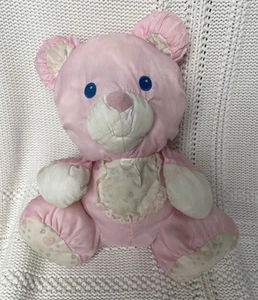 Vtg 1994 Fisher Price Puffalump 9” Baby Pink TEDDY BEAR with Rattle Lovey - Picture 1 of 6