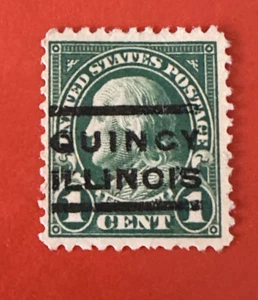 ILLINOIS PRECANCEL** QUINCY ** ~ Sc 694 1c Green Franklin - Picture 1 of 2