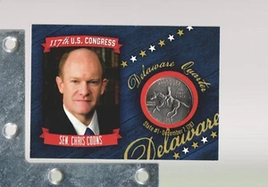Tarjetas fascinantes 2021 #16 Chris Coons cuarto reliquia delaware senado #1/10 - Imagen 1 de 2