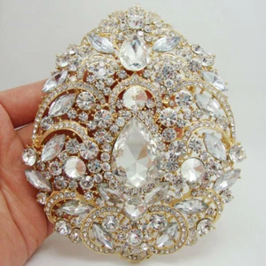 Clear Fashion Luxury Flower Drop Pendant Bride Bridesmaid Wedding Brooch Pin - Picture 1 of 5