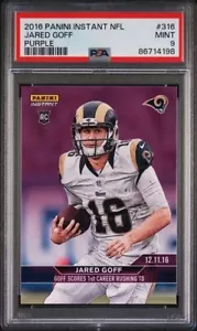PSA 9 #316 JARED GOFF LILA 1 von 10 hergestellt RC Lions QB 2016 Panini INSTANT NFL - Bild 1 von 2