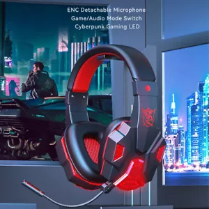 Gaming Headset Headphones With Microphone LED For PC Laptop PS4 PS5 Xbox One - Picture 1 of 20