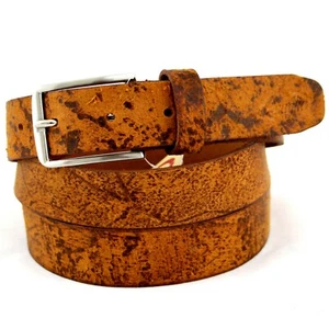 Cintura Western Uomo vera Pelle Marrone Cinta Donna in Cuoio da Cowboy di 3 cm q - Foto 1 di 5