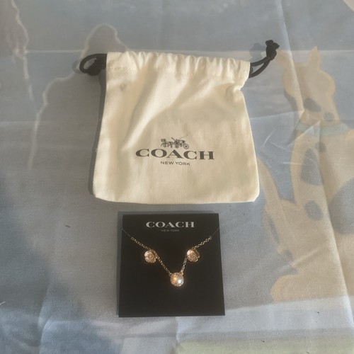 Coach Ny Set di gioielli da donna firma pietra tè rosa con borsa nuovo