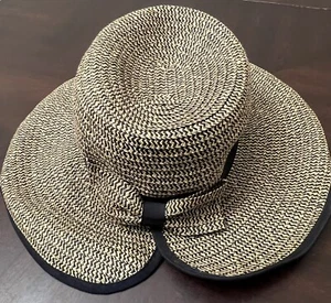 San Diego Hat Company 122405 Womens Large Brim Sun Floppy Hat Tan Black One Size - Picture 1 of 4