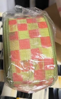  MacKenzie Childs Tulip Check 2” Wired Ribbon Brand New 10 Yards RETIRED - Image 1 of 2