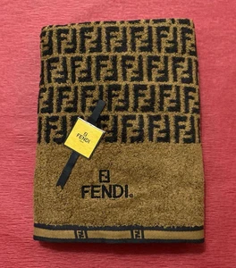 Fendi Cotton 100% Bath Towel Black Brown Zucca 120 × 60 / 23.6 in x 47.2 in