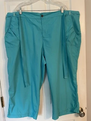 Caribbean Joe Mujer Talla 24 Turquesa Capris Cordón Foto 1 de 4