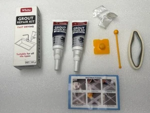 WHITE Tile Grout Repair Kit 2 Pack Filler Fast Drying Stain Resistant Restore Re - Picture 1 of 7
