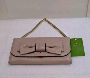 Pink/Nude Leather Clutch Bow Bag Kate Spade New York NWT - Picture 1 of 22