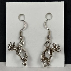 Vintage Native American Sterling Silver Kokopelli Dangle Earrings - Picture 1 of 3