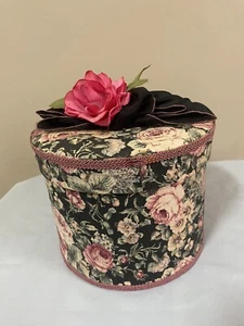 Louis Nichole Vintage Floral Fabric Covered Elegant Round Hat Box - Picture 1 of 10