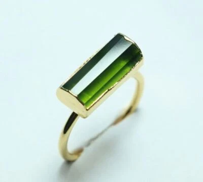 Green Raw Tourmaline Ring,  925 Sterling Silver Handmade Ring ,Best Gift - Image 1 of 4