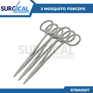 3 Halsted Mosquito Forceps 5.00" Straight German Grade Stainless Steel - Picture 1 of 6