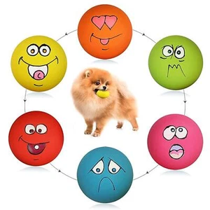 Smile Face Dog Squeaky Toys Soft Latex Squeak Balls for Puppy Small Pet Dogs ... - Picture 1 of 5