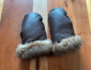 Kids Real Leather & Real Fur Gloves - Picture 1 of 3