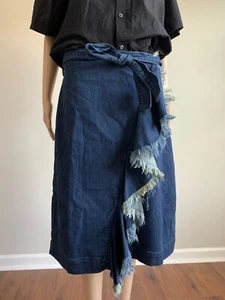 Halogen Women Skirt Jeans With Belt  Blue Mid Size 10 - Picture 1 of 4