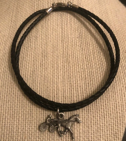 Pewter 7.5" Harness Horse Double Braided Leather Bracelet Cover