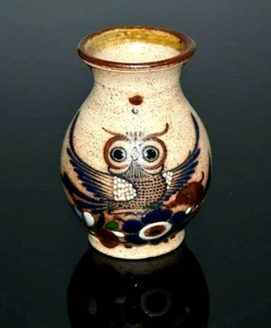 Mexico Mexican Art Pottery Owl Vase Mug Cup Hand Painted Artist Retro Jarritos - Picture 1 of 7