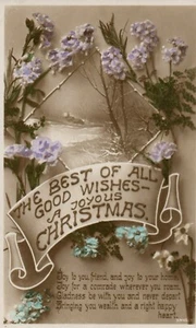 3940 Gel Finish Best Christmas Wishes Flowers Poem Merry Christmas Postcard  - Picture 1 of 2