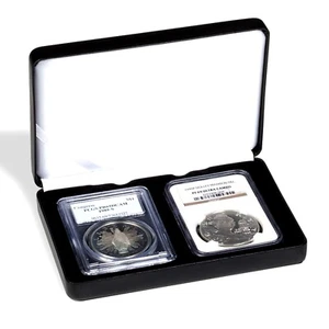 Black Leatherette for Two 2 Slabs PCGS, NGC, ANACS up to 2 1/2 x 3 3/8" - Picture 1 of 5