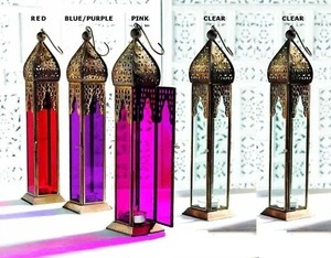 35cm Large Plain Moroccan Tall Tonal Glass Lanterns Tealight Holder Home Decor - Picture 1 of 7