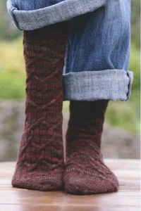 Casadh Twisted Cable Socks - Stolen Stitches Knitting Pattern by Carol Feller - Picture 1 of 3