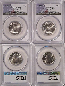 2010 P & D Hot Springs NP Quarter 2 Coin Set 25c PCGS MS66 - Picture 1 of 2