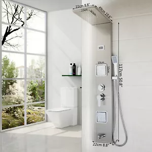 Sistema termostático panel de ducha de níquel para baño con spray manual de plástico - Imagen 1 de 6