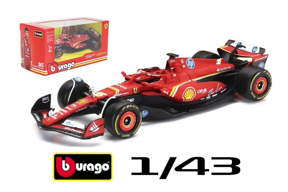 Modellino Ferrari Charles Leclerc SF-24  F1 2024 Scala 1/43 Burago - Immagine 1 di 3
