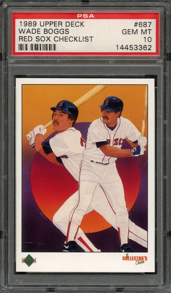 BB - 1989 Upper Deck - #687 - Wade Boggs Red Sox Checklist - PSA 10 - GEM MT - Image 1 of 2