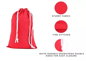 Red Cotton Reusable Produce Muslin Bags –Multipurpose Christmas Holiday Bag Sack - Picture 1 of 19