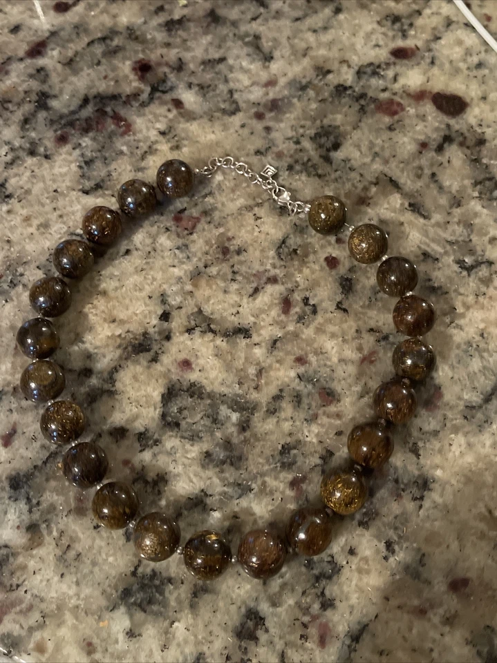 Collar de bola de cuentas de plata esterlina con cuentas de bronce Silpada N1382 .925 grueso Foto 1 de 4