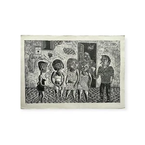 LUIS LAMOTHE DURIBE.Print. Holzschnitt / Karton. Kubanische Kunst - Bild 1 von 9