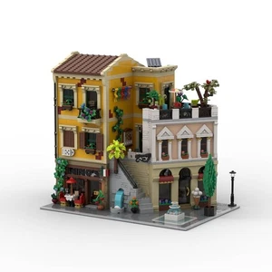 MOC-217918 Italian Street Corner Modular Building with Interior 3948 Pieces  - Picture 1 of 8