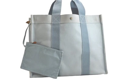 Authentic HERMES Vintage Bora Bora GM Shoulder Tote Bag Light Blue 3532N - Image 1 of 4