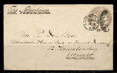 U.S. 1893 POSTAL STATIONERY Sc# U350 5c COLUMBIAN  mld NETHERLANDS - Image 1 of 4