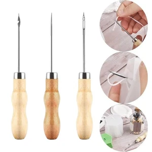 3Pcs Sewing Awl Punching Scratch Awls Punch Hole Needle for Shoe Repair - Picture 1 of 3