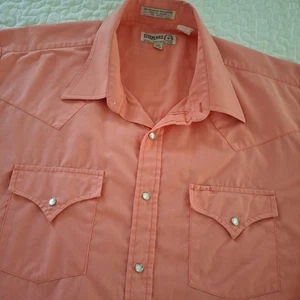 CAMICIA WESTERN VINTAGE SHEPLERS XL PEARL SNAP COWBOY Rodeo Corallo Arancione Rockabily - Foto 1 di 10
