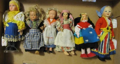 Lot of  Six (6) Vintage International / Souvenir Dolls ~ 7" to ~ 9" Tall - Image 1 of 4