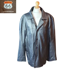 Genuine Route 66 Men's 100% Leather Jacket UK Size Large Black Soft Leather Coat - Picture 1 of 10